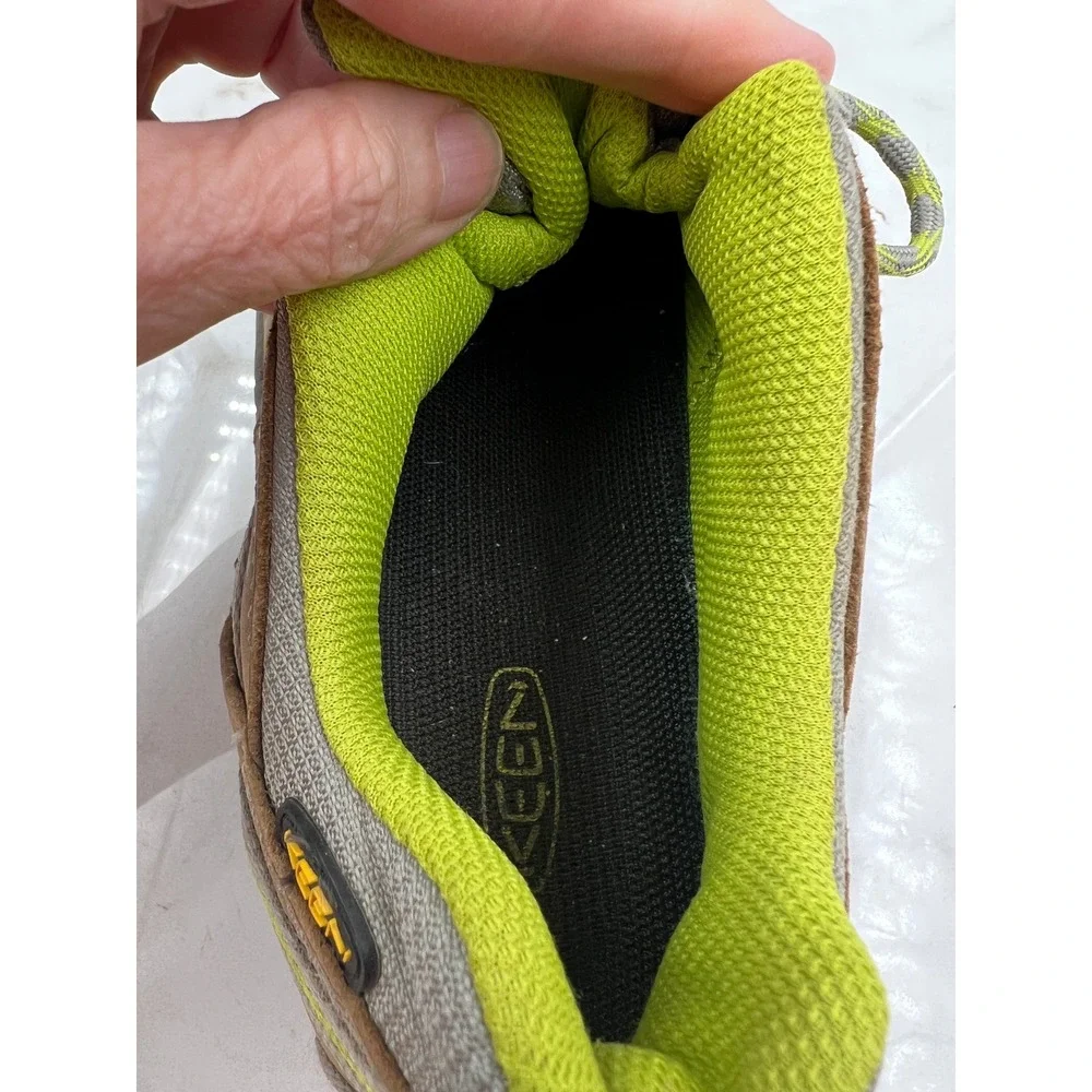 Keen Voyageur Hiking Shoes Womens 6.5 Brown Green Leather Mesh Low Top Trail